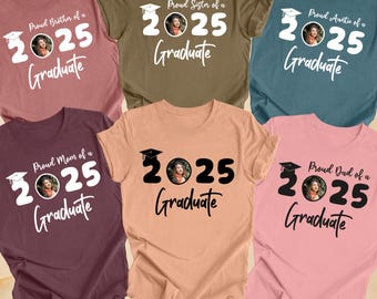 Custom Graduation Photo Shirt, 2025 Graduate Shirt With Your Custom Photo, Family Matching Graduation Tshirts, Graduation Party Gift