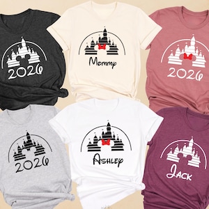 Camiseta familiar del Castillo de Disney, Camiseta de vacaciones de Disney, Castillo retro 2026, Camiseta de Mickey y Minnie de Disney, Camiseta de Disneyland, Camiseta del Reino Mágico