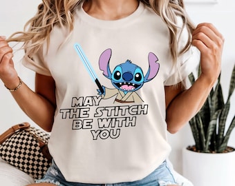 Comfort Colors May the Stitch Be With You Shirt, Stitch Star Wars T-shirt, Funny Lilo and Stitch Shirt, Cute Disney Gift, Star Wars Jedi Tee