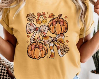Pumpkin Season T-Shirt, Autumn Vibes Graphic Shirt, Floral Pumpkin Fall Shirt, Boho Pumpkin Tee, Vintage Pumpkin Floral Tee, Comfort Colors