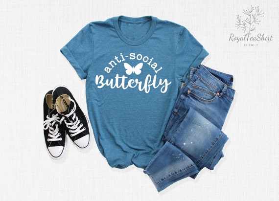 Anti-Social Butterfly Shirt, Anti Social Shirt, Butterfly Shirt, Introvert Shirt, Anti Social Club Shirt, Butterfly Lover Shirt