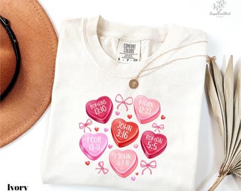 Comfort Colors® Valentines Day Christian Tee, Conversation Hearts T-Shirt, Cute Christian Bible Verse Shirts, Religious Valentine Love Tee