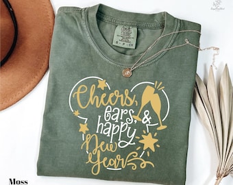 Comfort Colors Cheers Ears Happy New Year Shirt, Happy New Years 2025 Disney Family Shirts, Disney Champagne New Years Eve T-shirt