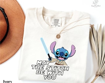 Comfort Colors May the stitch be with you Tee, Stitch Skywalker Lightsaber T-Shirt, Star Wars Stitch T-Shirt, Galaxy's Edge Stitch Shirt