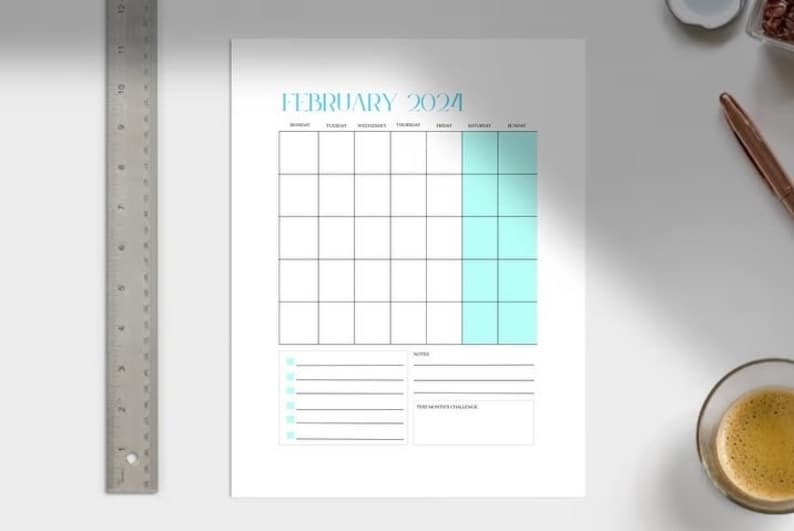 2024 monthly undated calendar printable calendar portrait format
