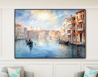 Gondola in Venice, 100% Handmade, Cityscape, Textured Painting, Acrylic Abstract Oil Painting, Wall Decor Living Room, Office Wall Art YT414