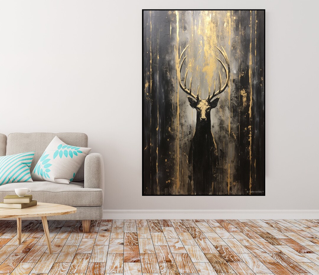 Stag 100% Handmade Textured Acrylic Abstract Oil Painting - Etsy