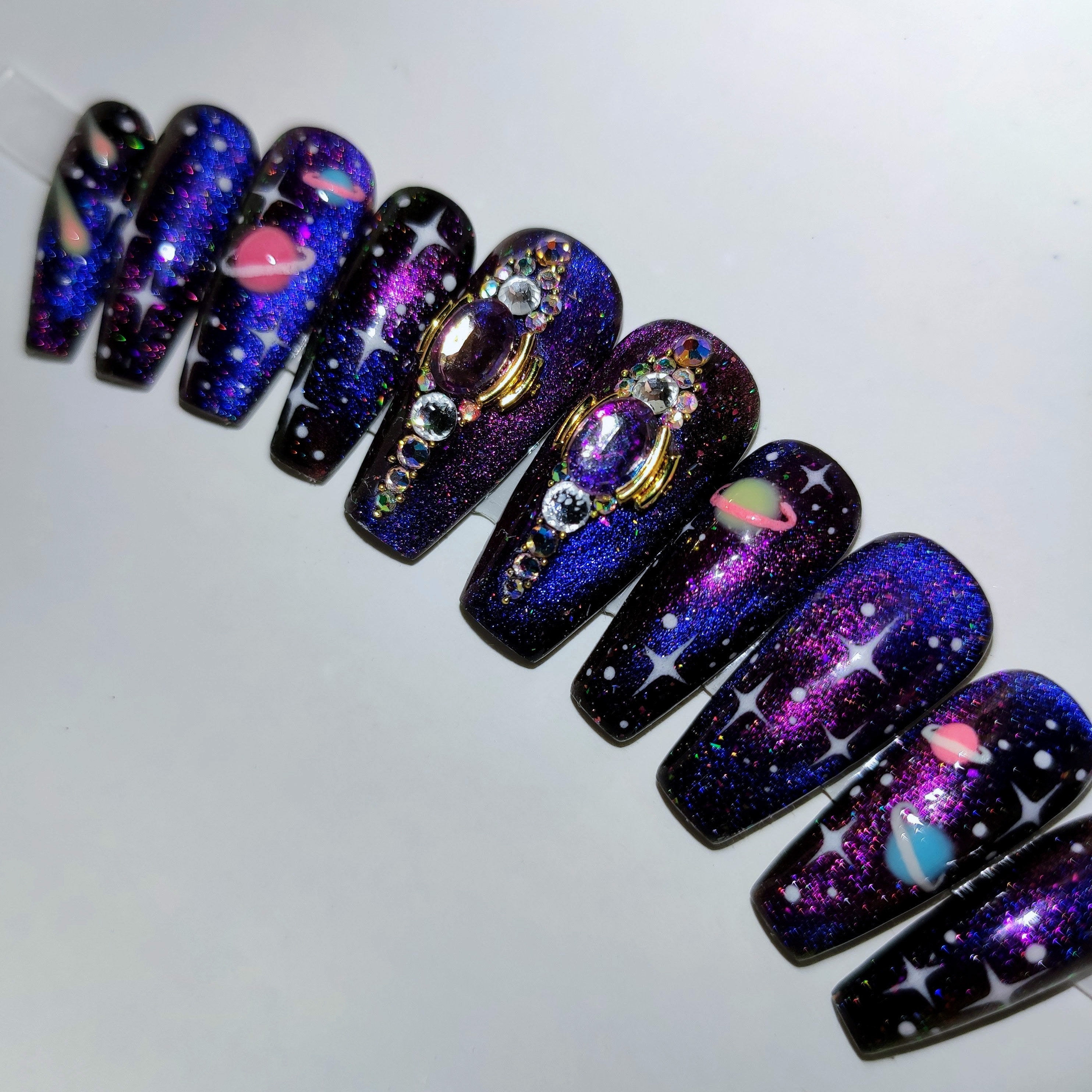 Cosmic Black Galaxy Nails