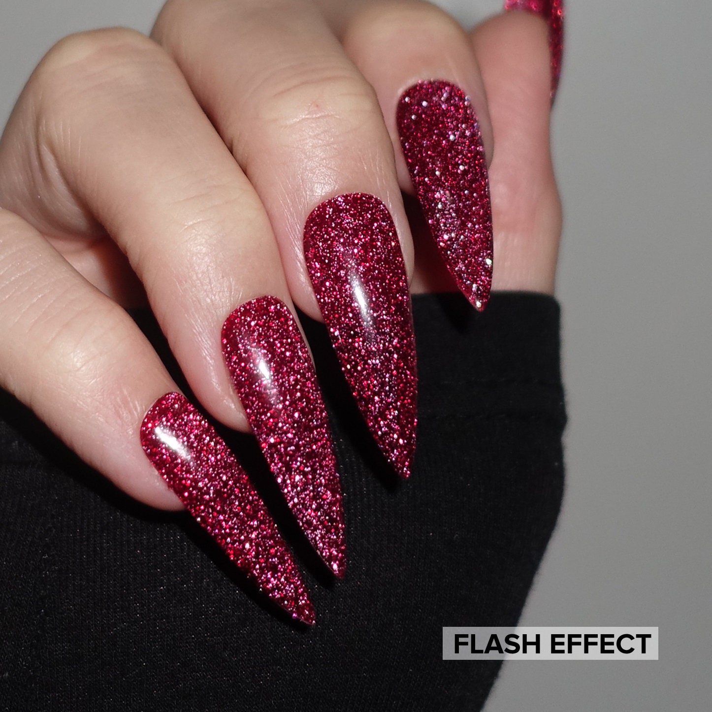 Reflective Glitter Press On Nails Red Glitter Glue On Nails Etsy