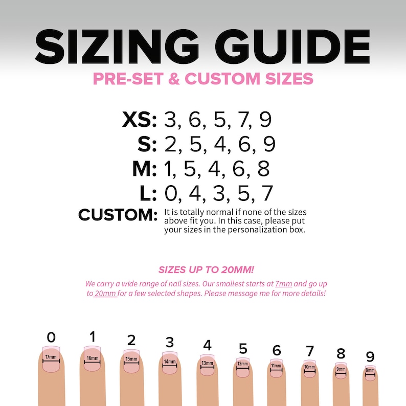 press on nails sizing guide