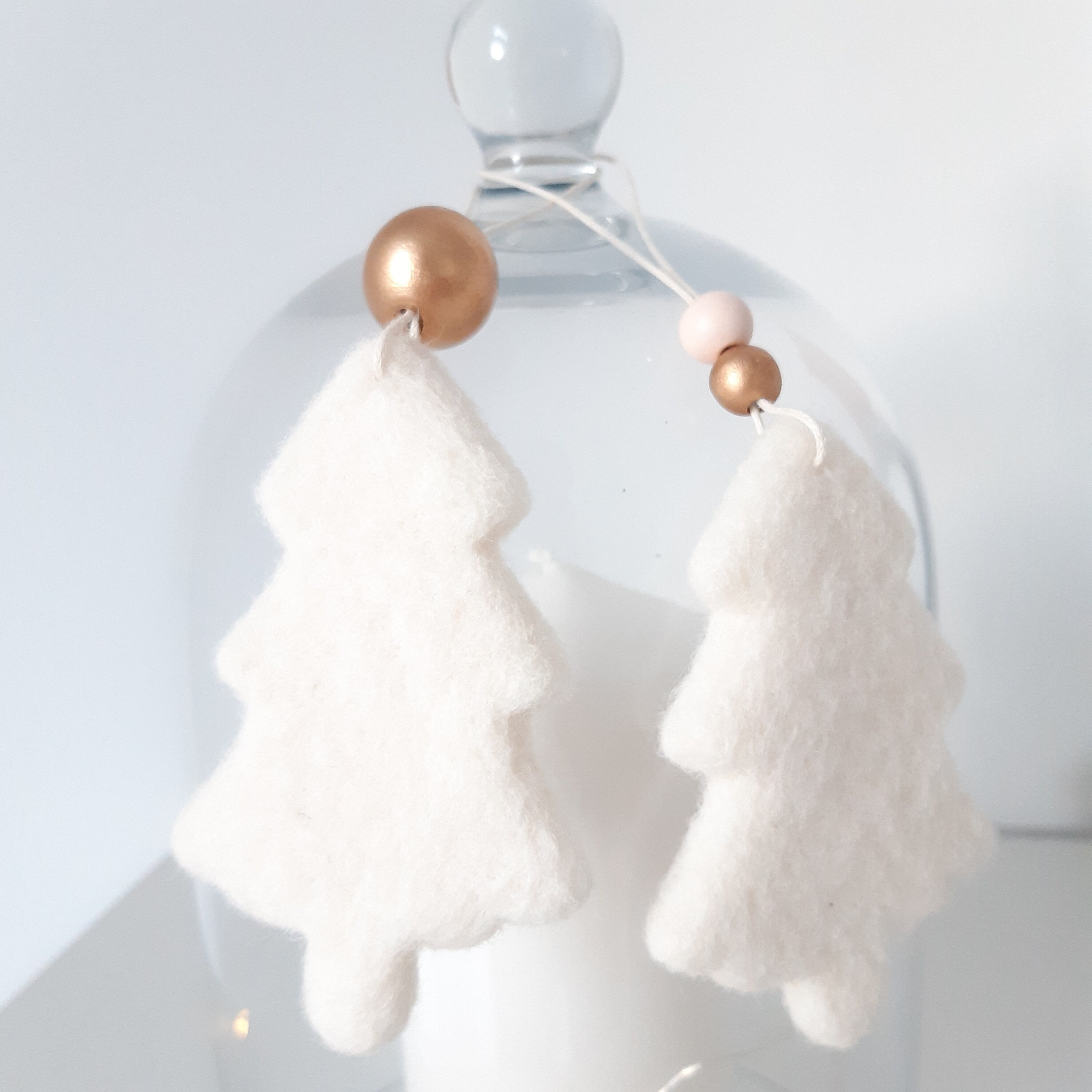 2 Suspensions Sapins Feutrés Noël Chic