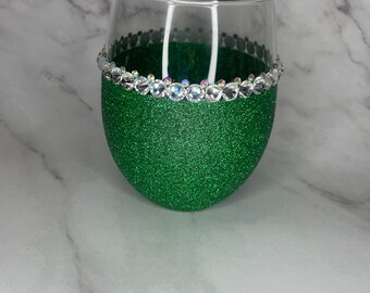 Verre à vin pailleté sans pied, strass en verre, verre bling, cadeau de Noël, verre de vacances