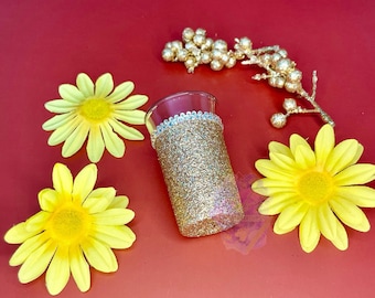 Glitter shot glass, bling glass, bedazzled glass, liquor glass, shot glass set, shot glasses, sparkly glass, party favors, pencil holder