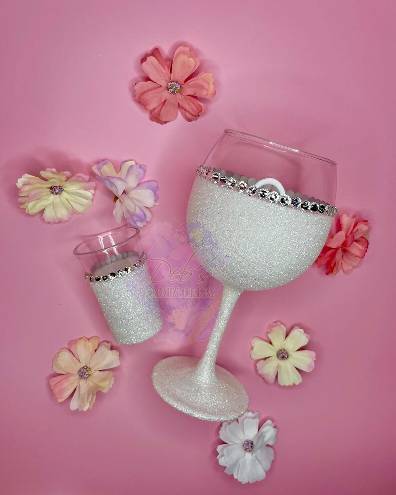 Glitter Wine Glass, Wedding Decoration, White Wine Glass, Red Wine
