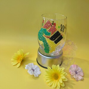 Juneteenth-beker, Afrika-glas, glitterwijnglas, glas zonder steel, glazen set, Free-ish 1865-glas, strass-wijnglas, bling-glas
