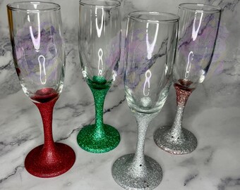 Flûte à champagne scintillante, verre de mariage, verre d'anniversaire, cadeau d'anniversaire, verre à champagne bling, verre flûte à paillettes, cadeaux de moins de 10 ans