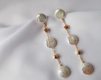 Alora Earrings, Earrings, Pearl earrings, Gold filled, Gold-filled earrings, Pearl, Baroque pearl, BellaJewelleryLondon