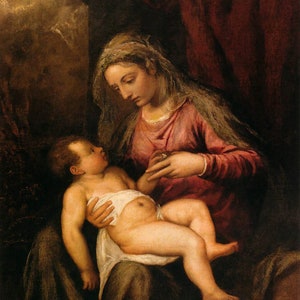 Virgin and Child - Tiziano Vecelli (Titian) Giclee Print (Unframed)