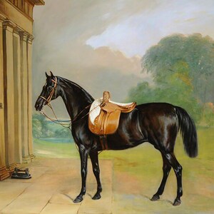 A Bay Hunter Called Queen Mab outside Calke Abbey - John Ferneley Giclee Print (Unframed)