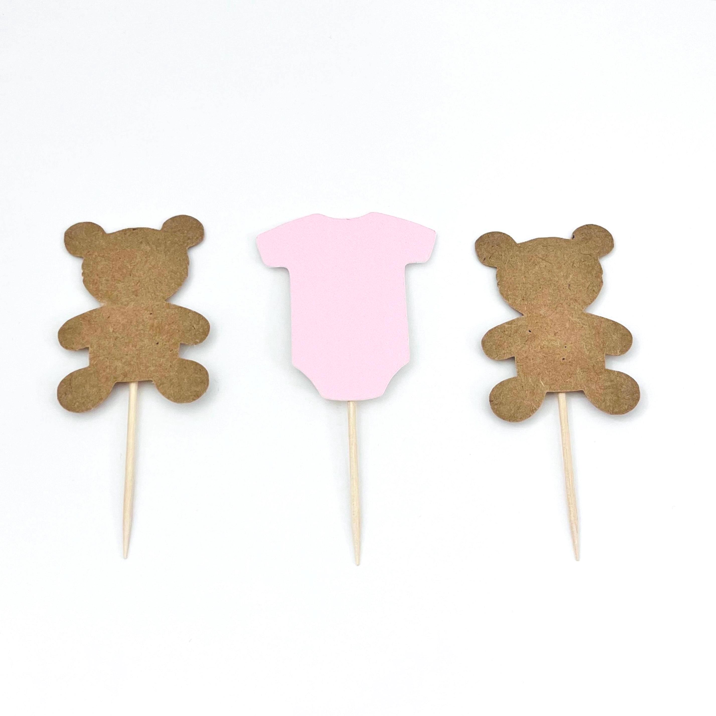Teddy Bear Baby Girl Cupcake Toppers - Etsy
