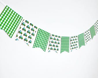 Green Tractor Party Garland
