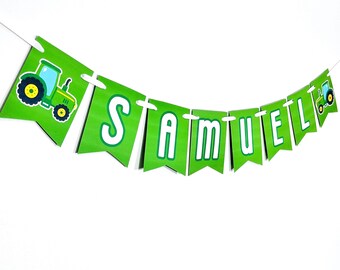 Green Tractor Party Banner