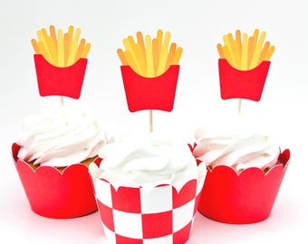 French Fries Fast Food Cupcake Toppers