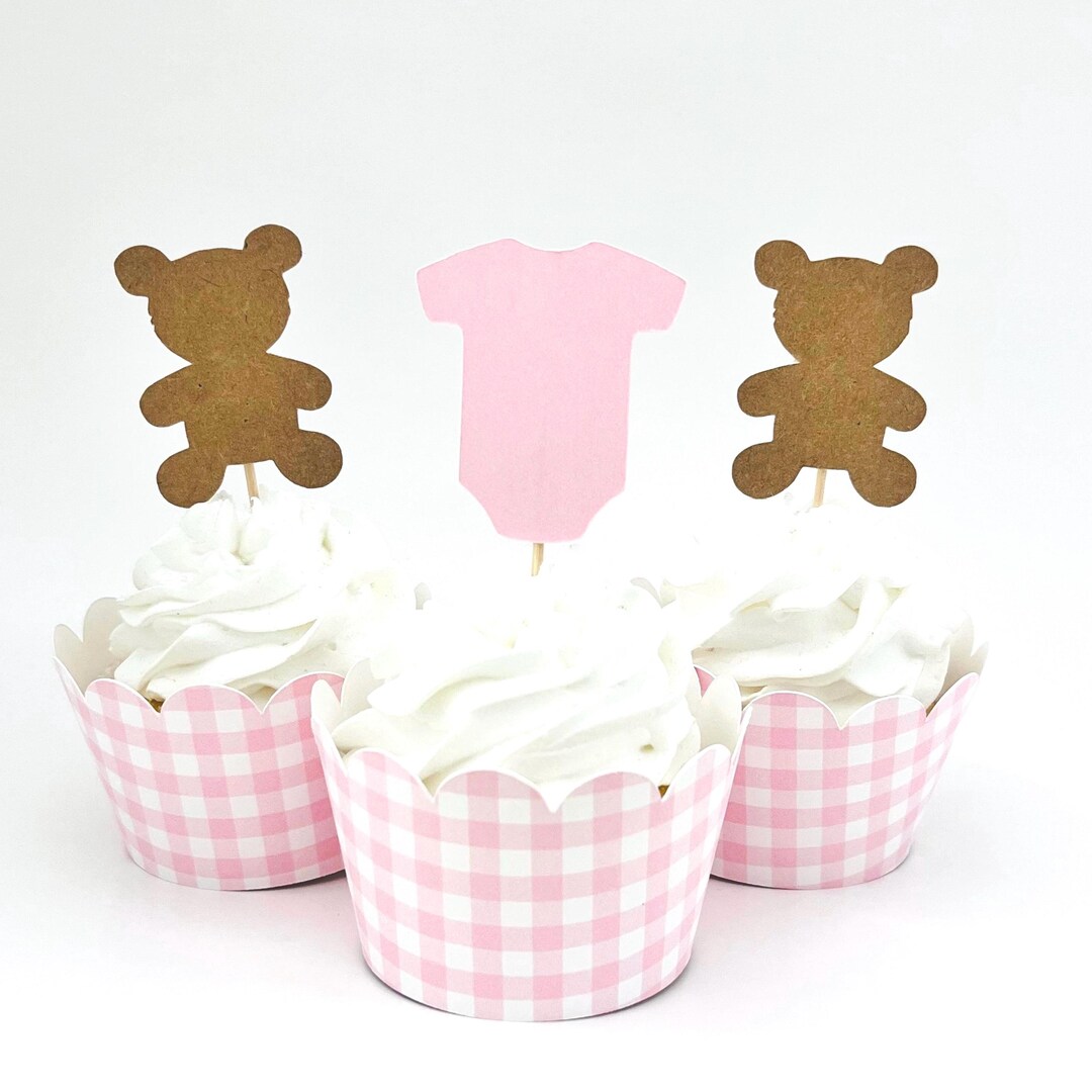 Teddy Bear Baby Girl Cupcake Toppers - Etsy