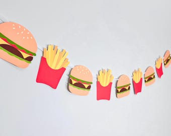 Hamburgers and French Fries Fast Food Party Garland