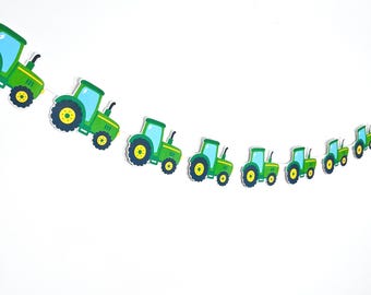 Green Tractor Paper Garland