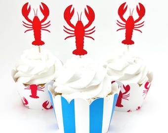 Coastal Lobster Cupcake Toppers