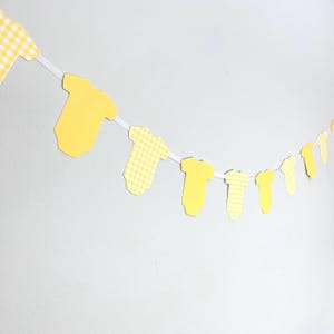 Yellow Gingham Baby Onesie Party Paper Garland