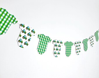 Green Tractor Baby Onesie Party Paper Garland