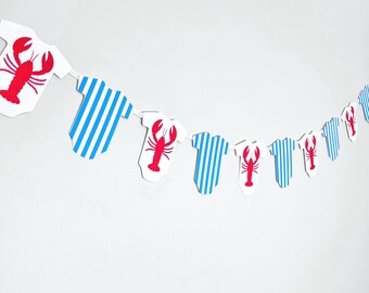 Coastal Lobster Baby Onesie Party Paper Garland