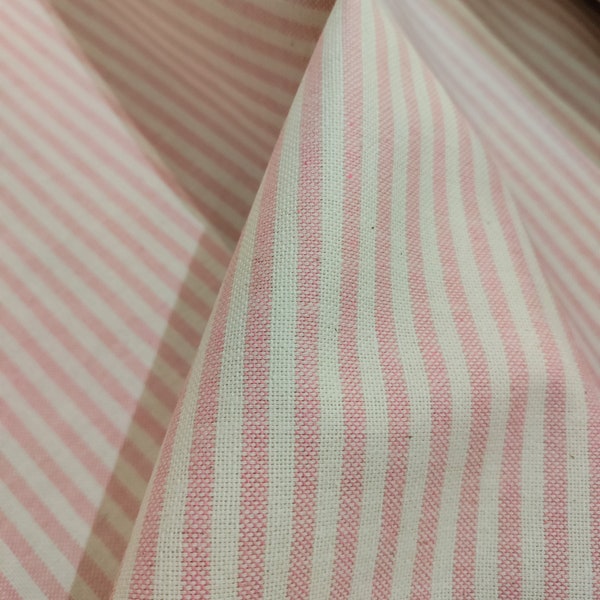 Rose Pink Coast Stripe Cotton | Double Width Material | Fabric Sold by the Metre