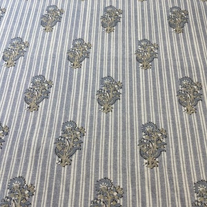 Striped Thistle Block Print Fabric | Double Width Material | Fabric sold by the Metre