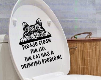 Cat Drinking Problem Toilet Decal