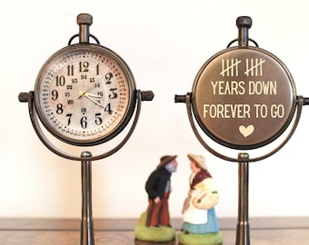 Anniversary gifts, desk clock, 50th anniversary gift, engraved table clock, 40th anniversary gift, birthday gift for husband, Christmas