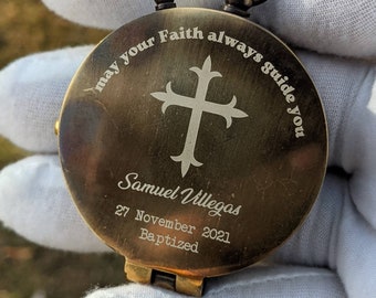 Compass engraved, baptism gift boy, gifts for godson, first communion present, compass personalized