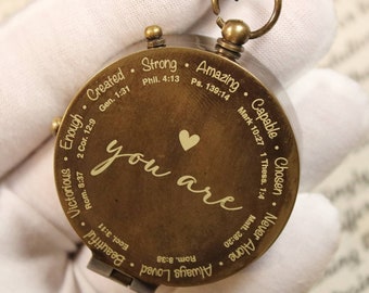 Personalized Compass, baptism gift boy, godson present, christian gifts, First communion