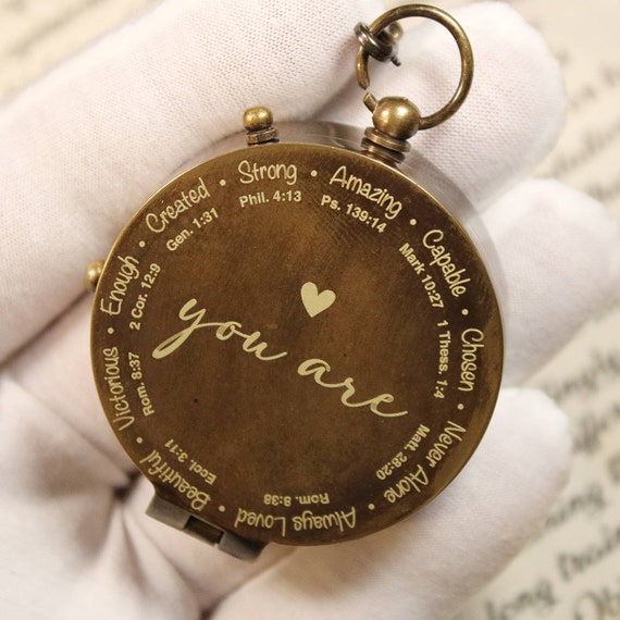 Personalized Compass, baptism gift boy, godson present, christian gifts, First communion