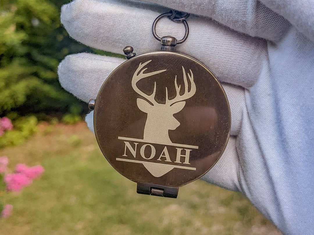 Compus With Deer Hunting Gifts for Men, Engraved Compass, Hunter Gift for Christmas ...