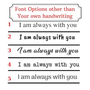 May include: Five different font options for the phrase "I am always with you". The phrase is written in a variety of fonts, including cursive, bold, and sans-serif.