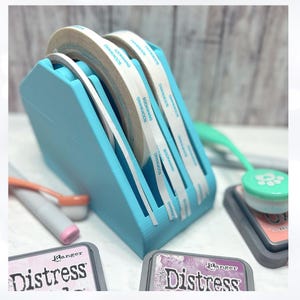 3D Printed Tape Dispenser: Double Sided, Washi & Foam Tape Holder Blå