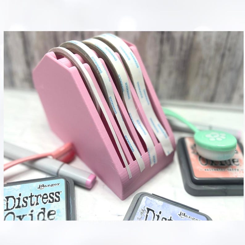 3D Printed Tape Dispenser: Double Sided, Washi & Foam Tape Holder Rosa