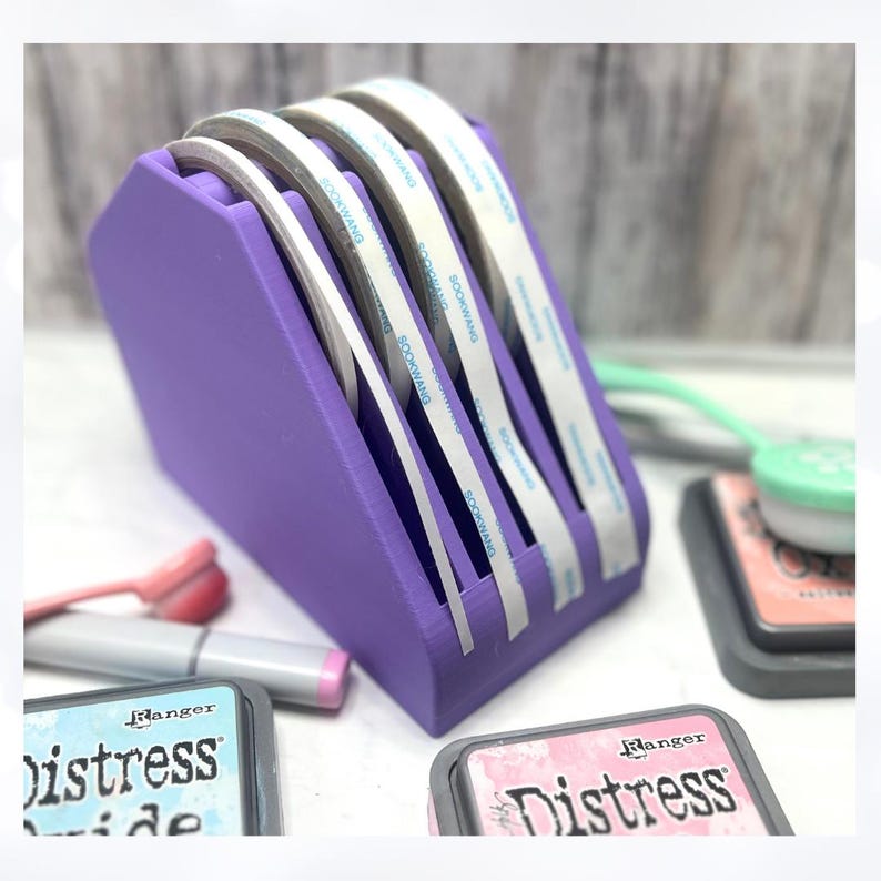 3D Printed Tape Dispenser: Double Sided, Washi & Foam Tape Holder Lila