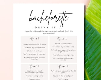 Printable Bachelorette Game,Drink If Game,Bach Party Idea,Fun Girls Weekend,Bachelorette Weekend,Bach Party Printable,Hens Party
