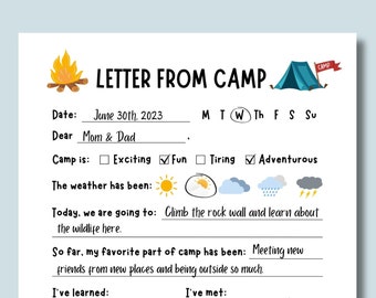 Printable Letter From Camp: Fill-In Stationery (PDF Download)