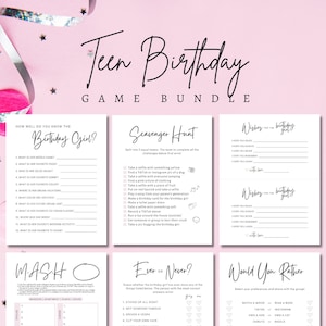 彼女のための 10 代の誕生日ゲーム、印刷可能な誕生日バンドル、16 歳、パジャマ パーティー、10 代の誕生日のアイデア、即時ダウンロード、楽しい、女子会、アイデア