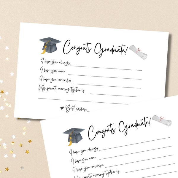 Graduation Party Game Open House Advice Cards Printable Graduate Wishes Signs High School College Modern Minimalist Decoration Idea Congrats